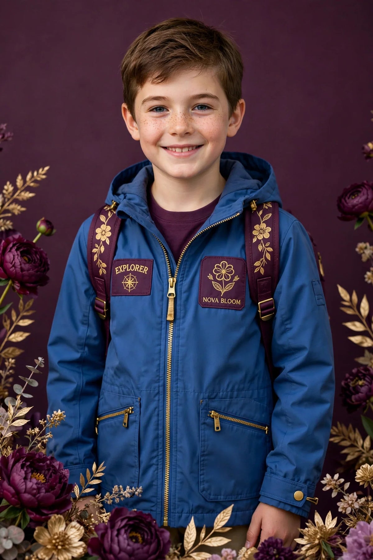 Boy wearing Blue Kids Explorer Jacket
