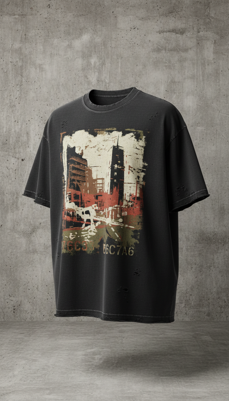 Street Black heavyweight distressed tee