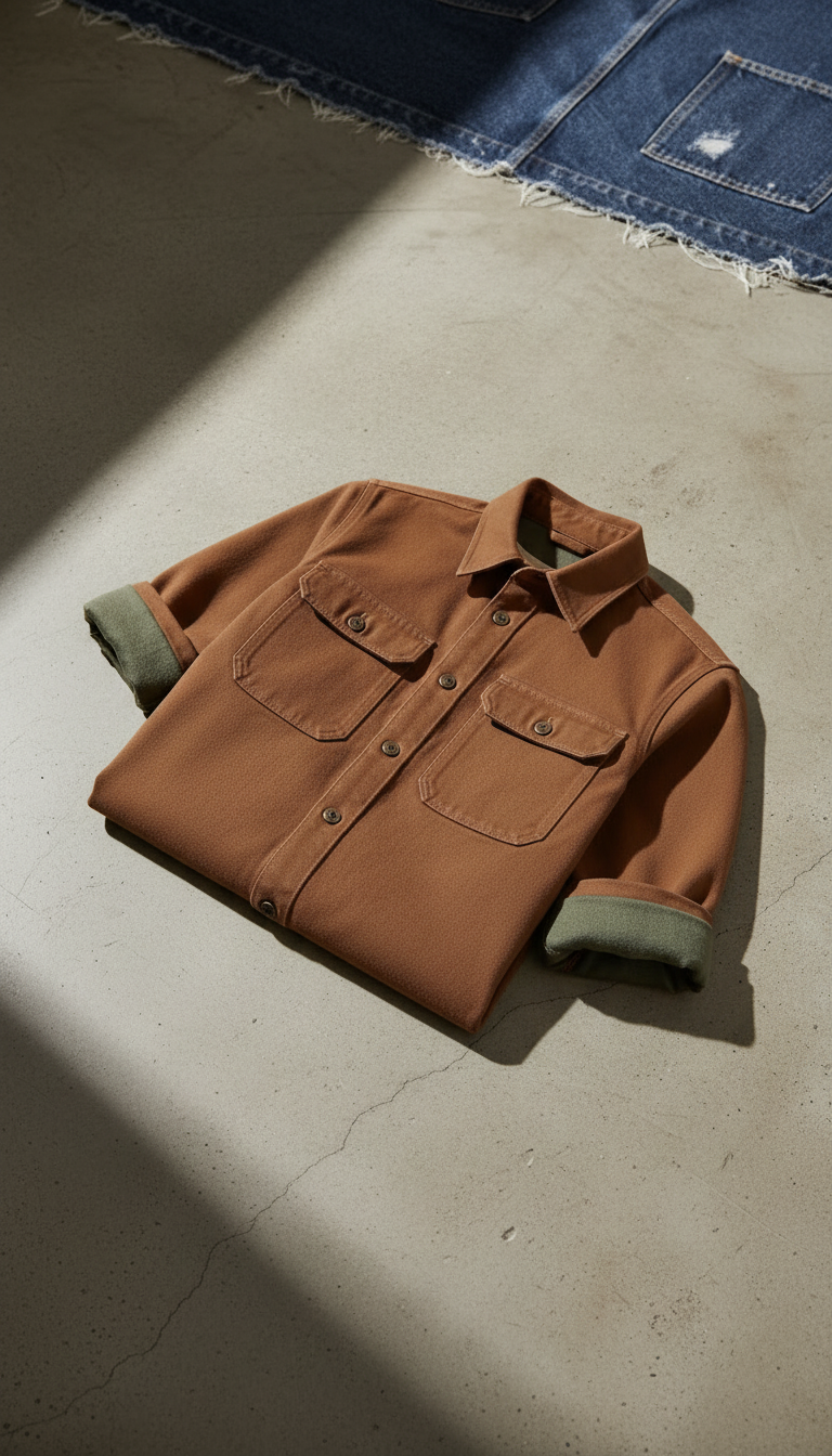 Kids Chestnut Brown Canvas Work Shirt