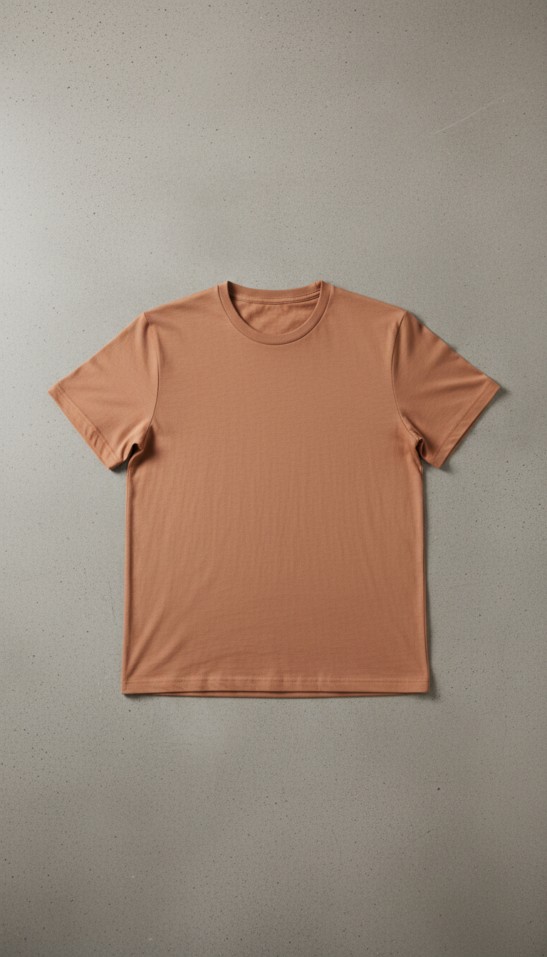 Terracotta Tan Poly-Cotton Blend T-Shirt