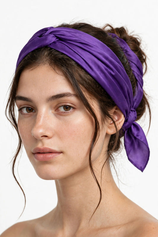Nova Royal Silk Hair Scarf in Purple