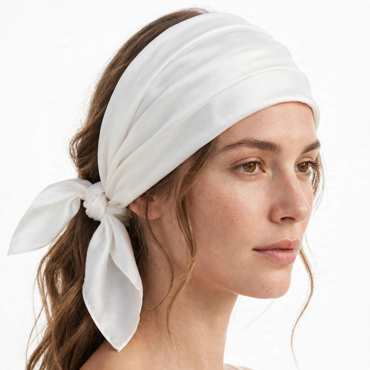 Nova Royal Silk Hair Scarf in White