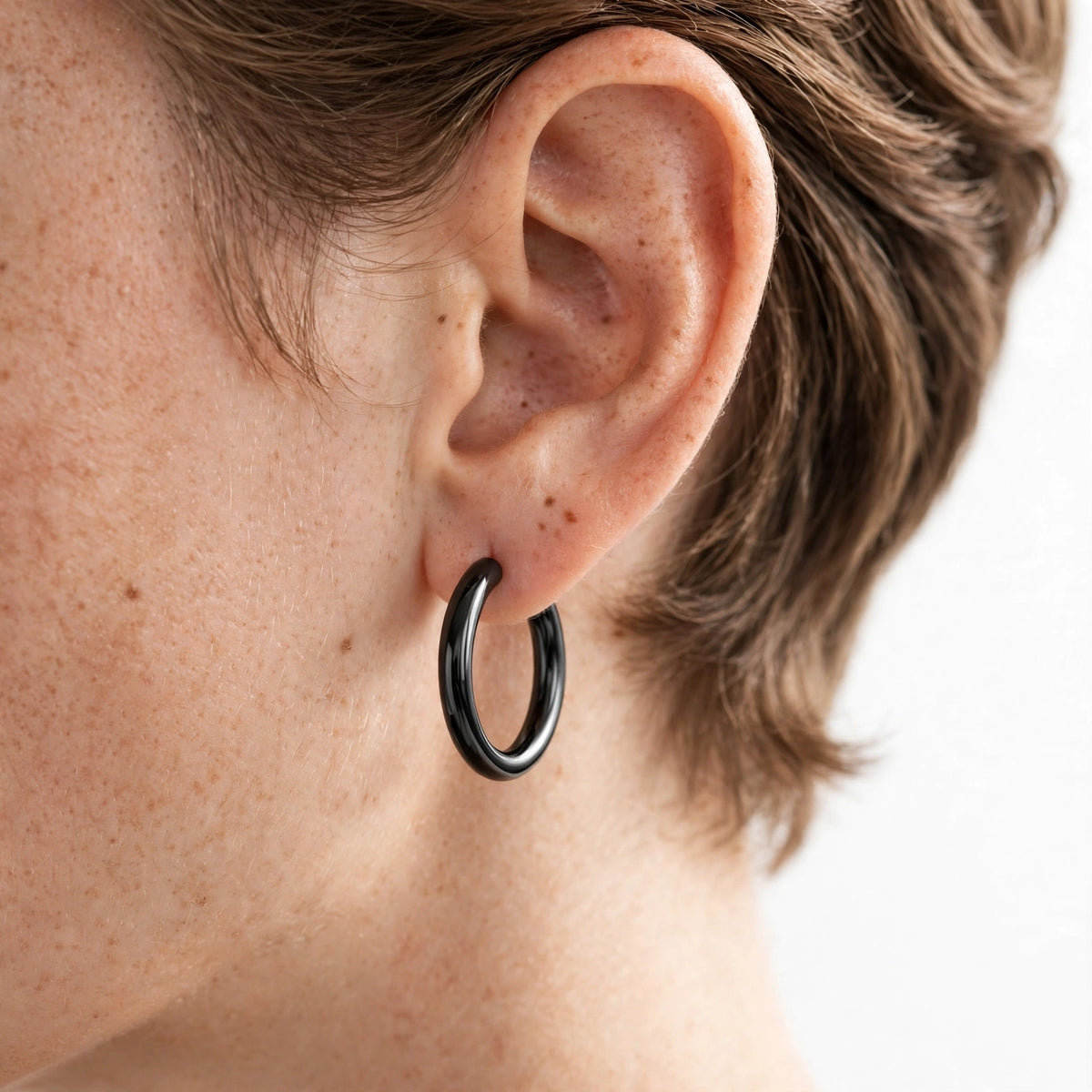 Nova Royal Gold Hoop Earrings in Black