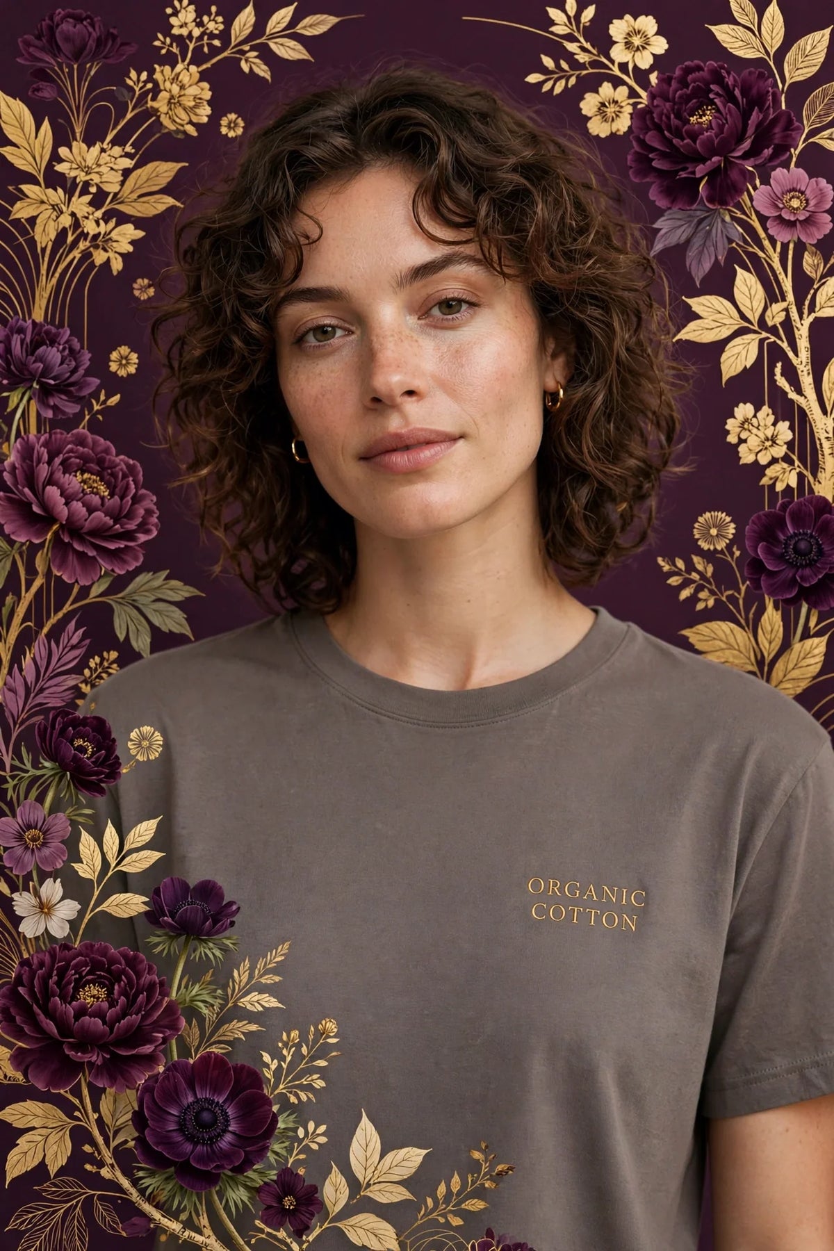 Person wearing Gold Warm Gray Organic Cotton T-Shirt
