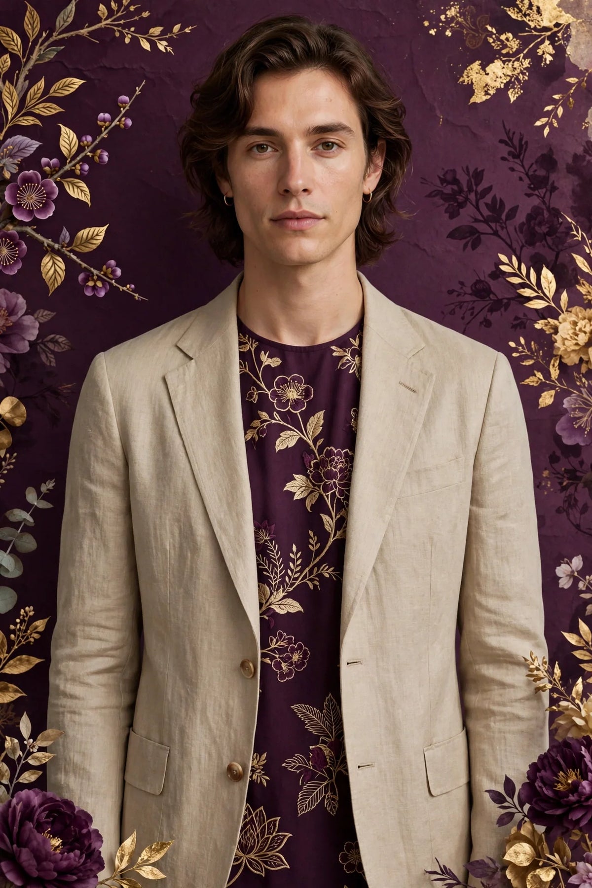 Person wearing Beige Classic linen blazer