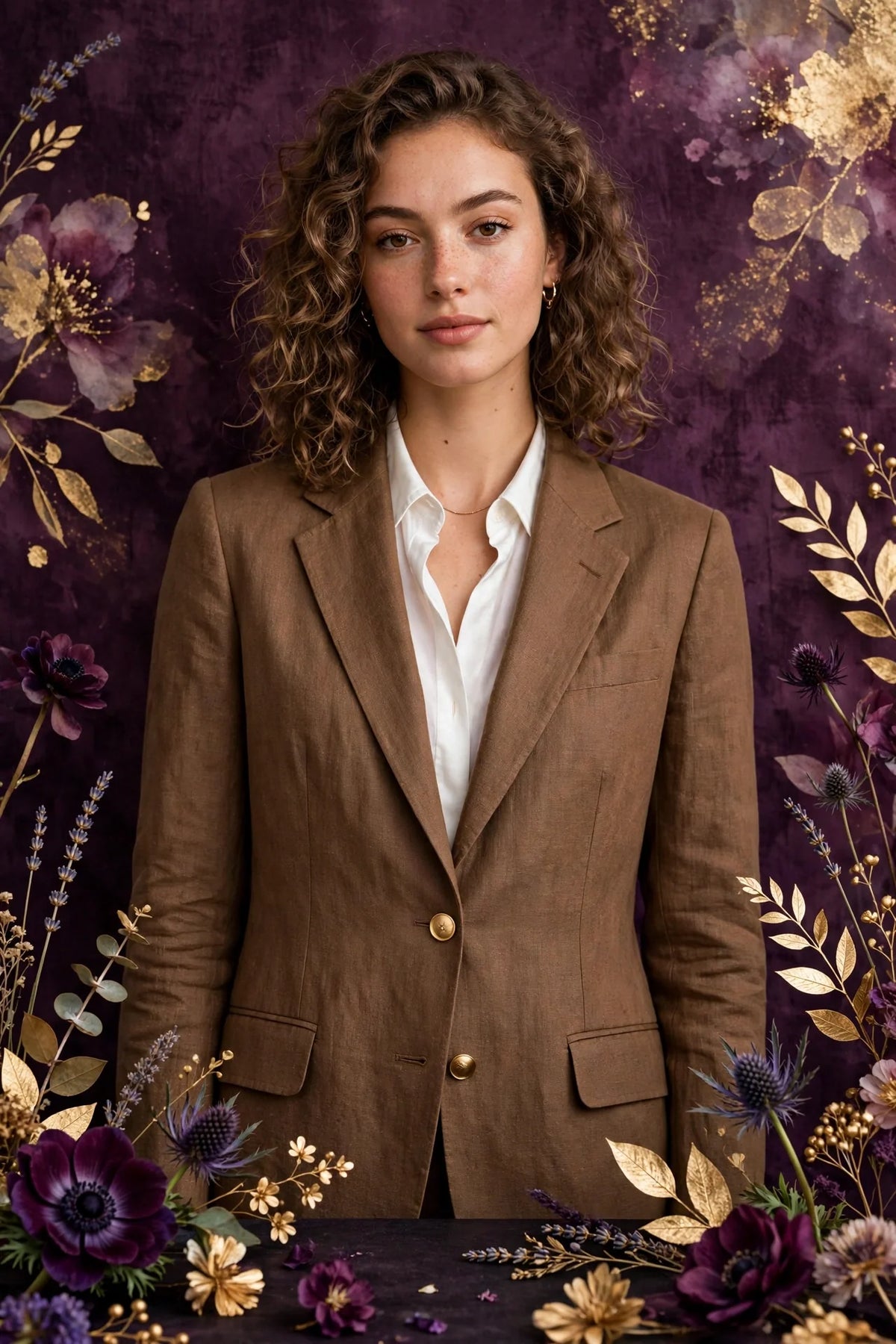 Person wearing Brown Classic linen blazer
