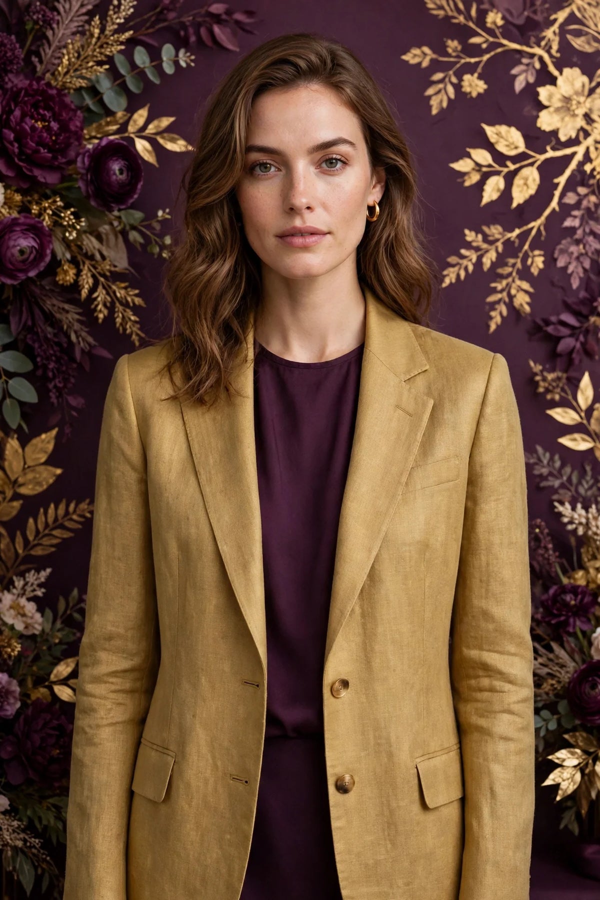 Person wearing Gold Classic linen blazer