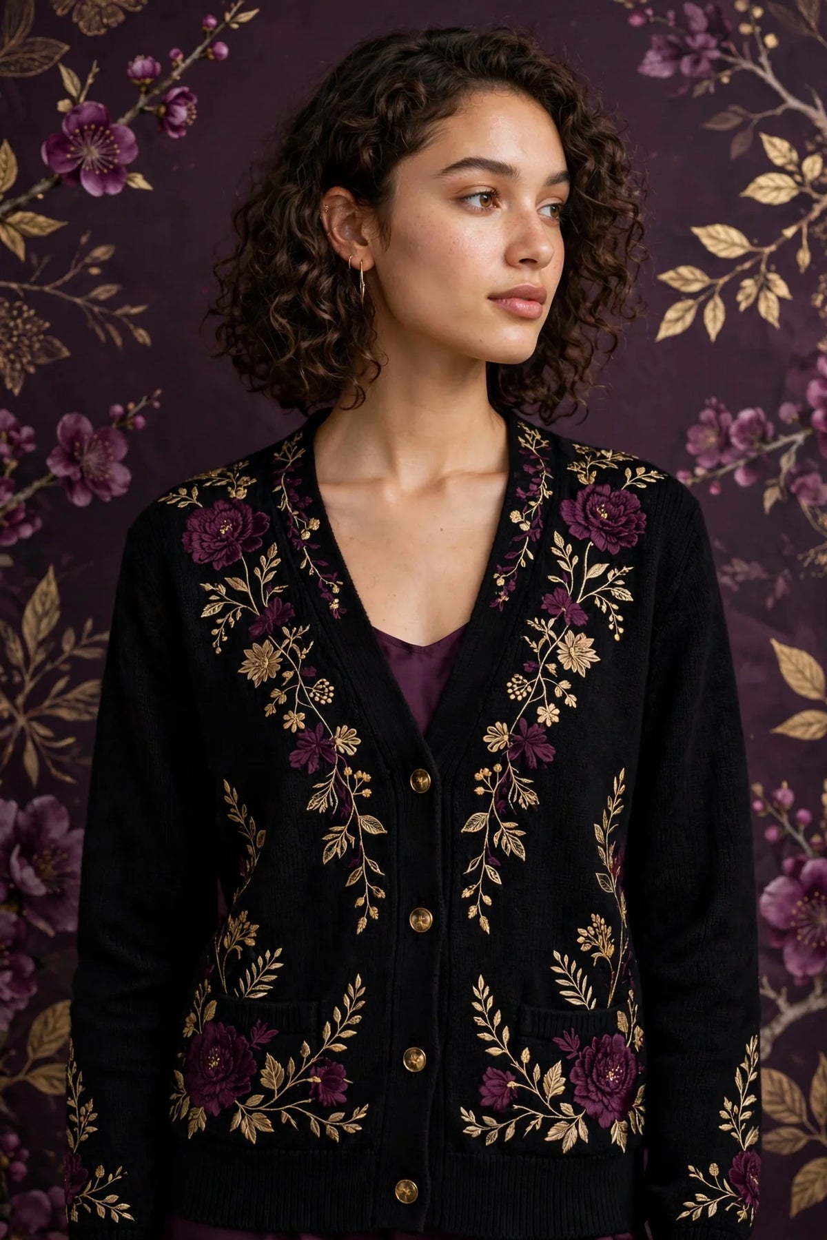 Person wearing Black Knitwear Cardigan