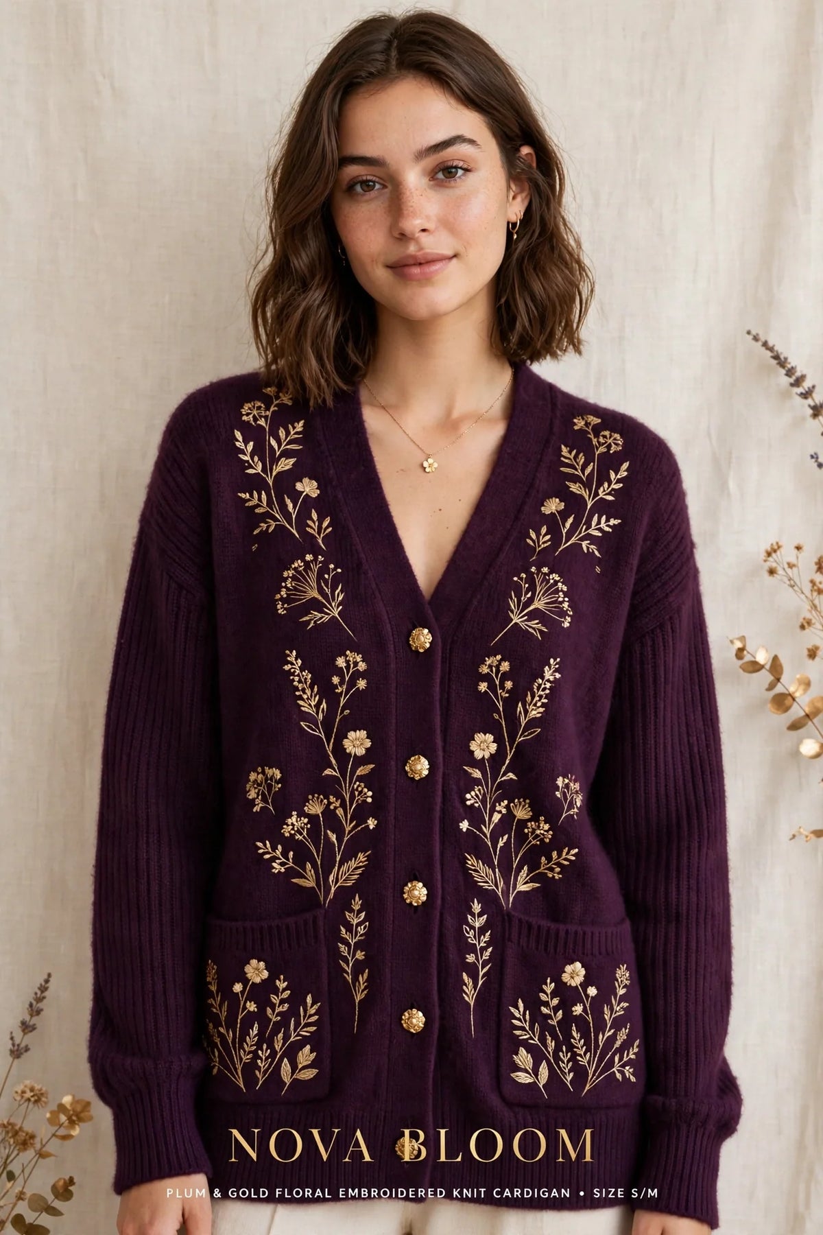Person wearing Purple Knitwear Cardigan