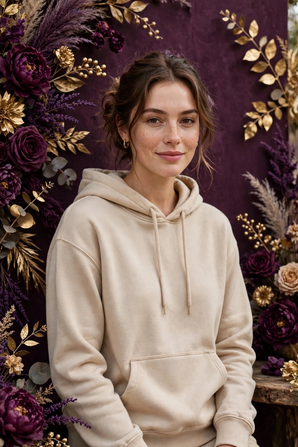 Person wearing Beige Soft Everyday Hoodie Top