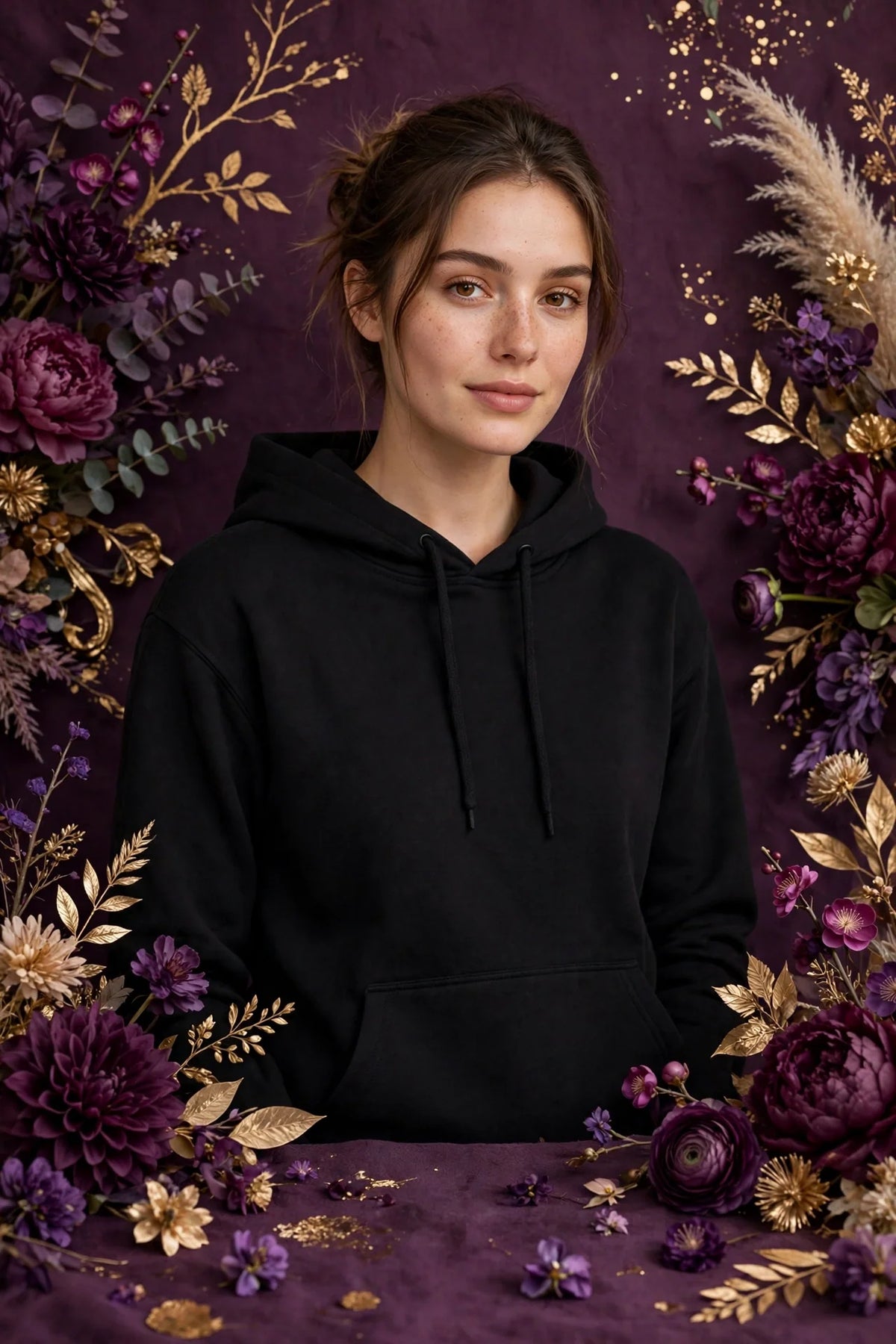 Person wearing Black Soft Everyday Hoodie Top