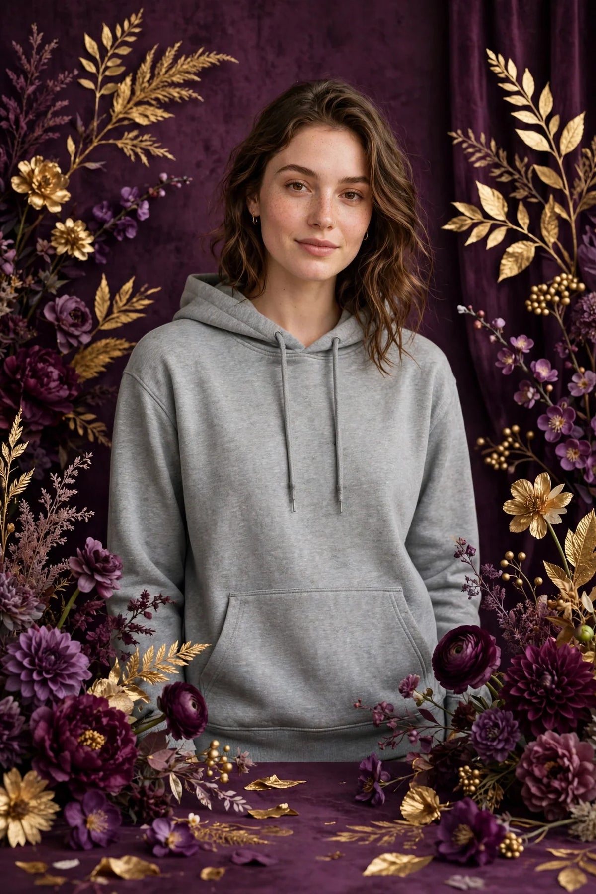 Person wearing Grey Soft Everyday Hoodie Top