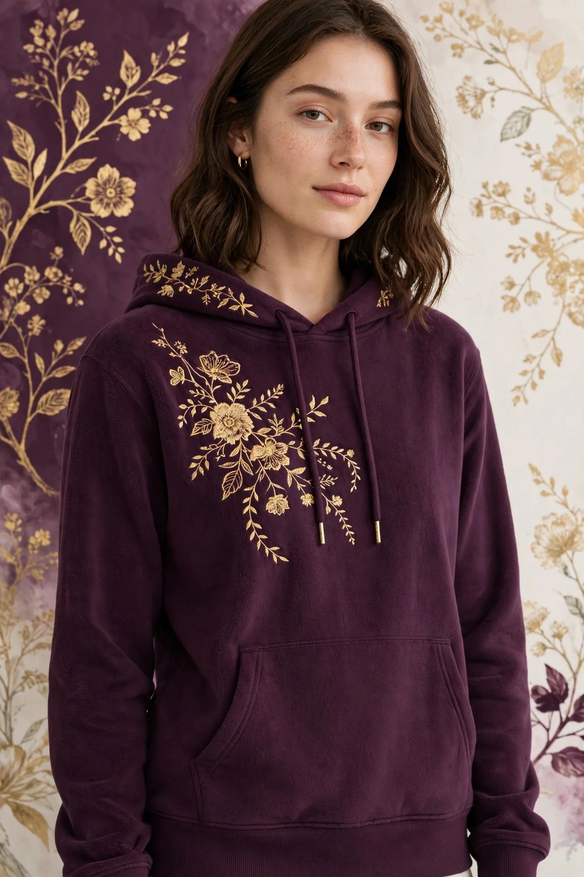 Person wearing Purple Soft Everyday Hoodie Top