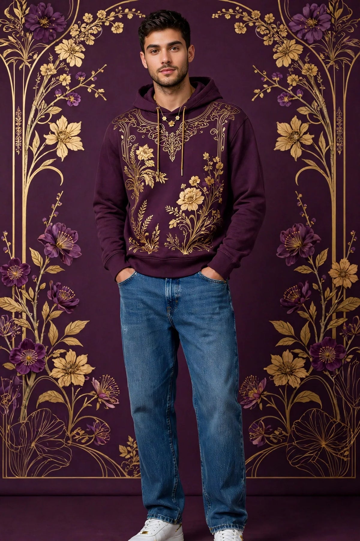 Man wearing Blue Men's Relaxed Street Denim Jeans