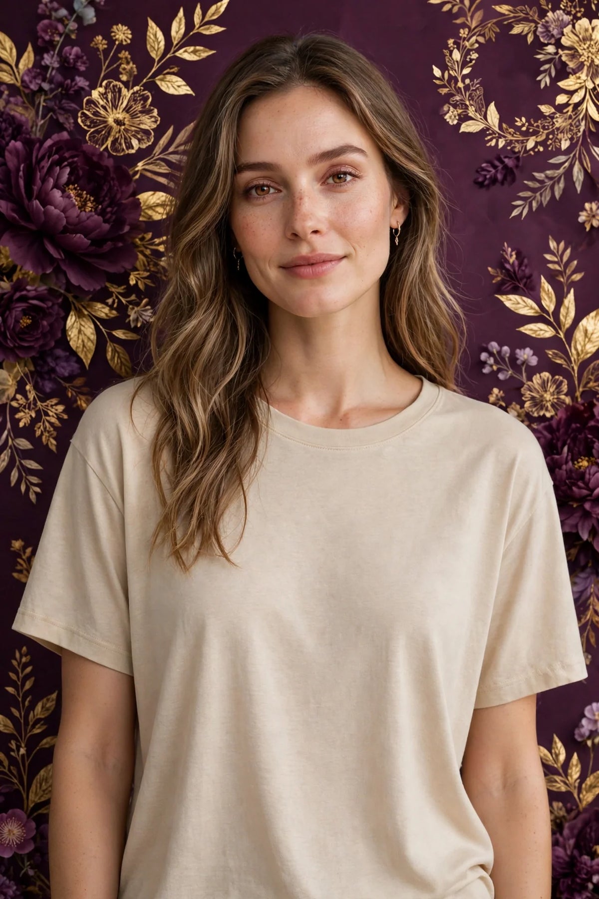 Person wearing Beige Relaxed Everyday Jersey Top