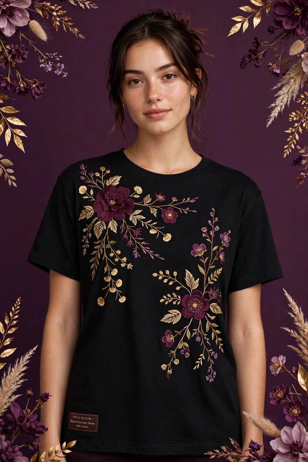 Person wearing Black Relaxed Everyday Jersey Top