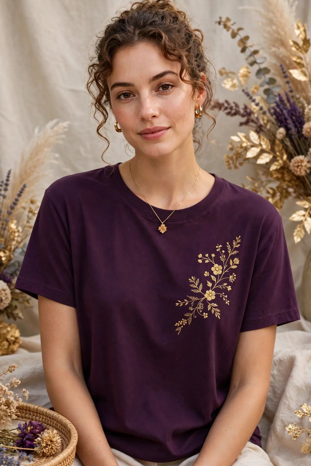 Person wearing Purple Relaxed Everyday Jersey Top