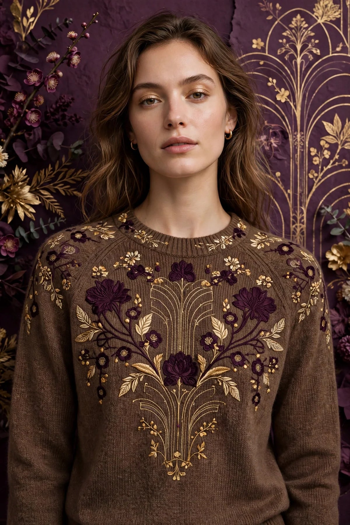 Person wearing Brown Knit sweater made of fine merino wool
