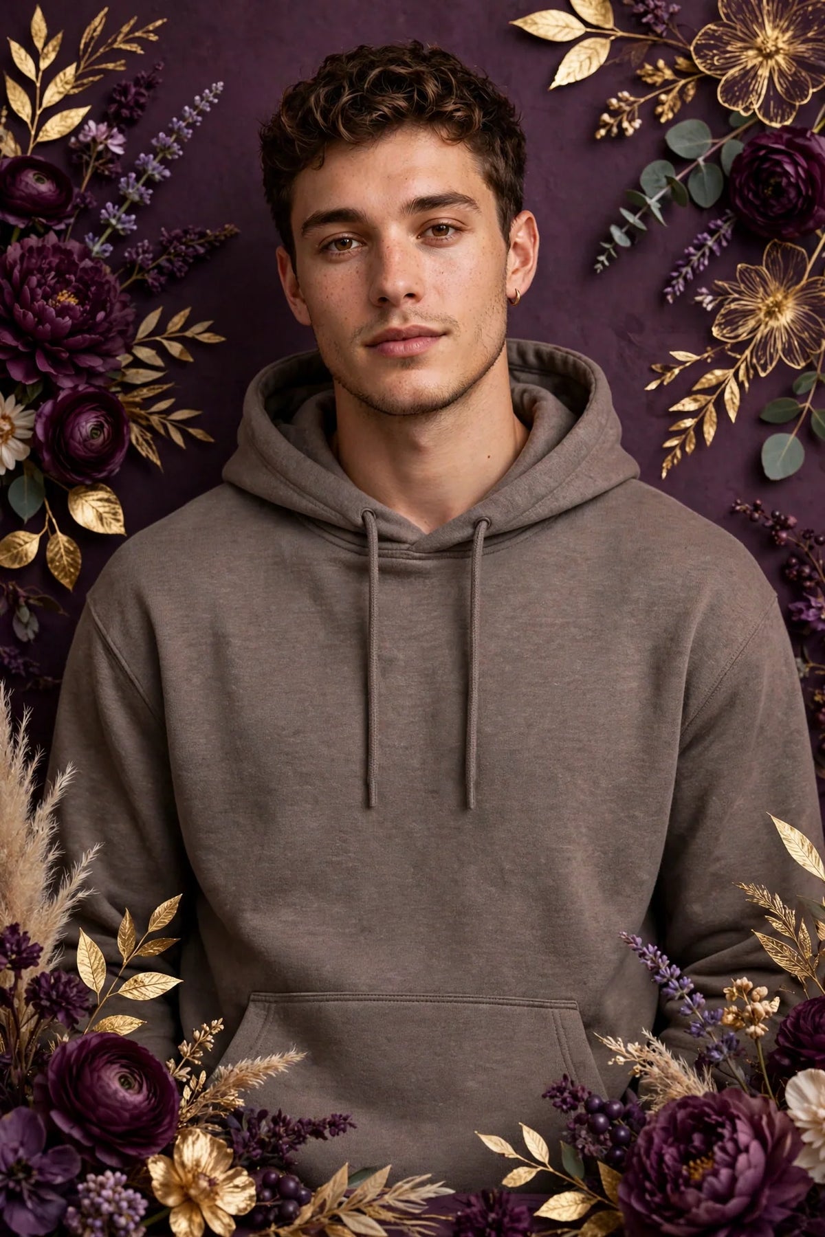 Person wearing Brown Soft Grey Hoodie