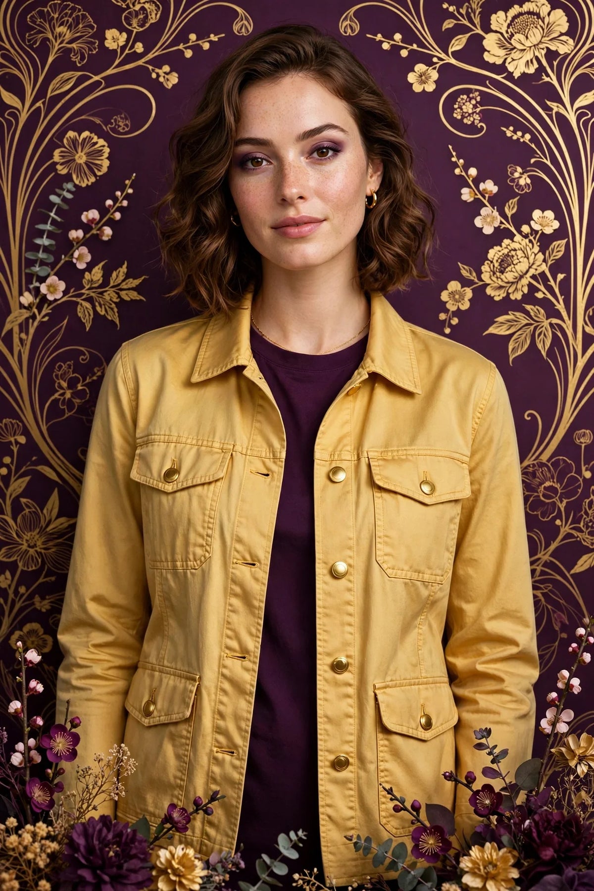 Person wearing Gold Cotton Jacket