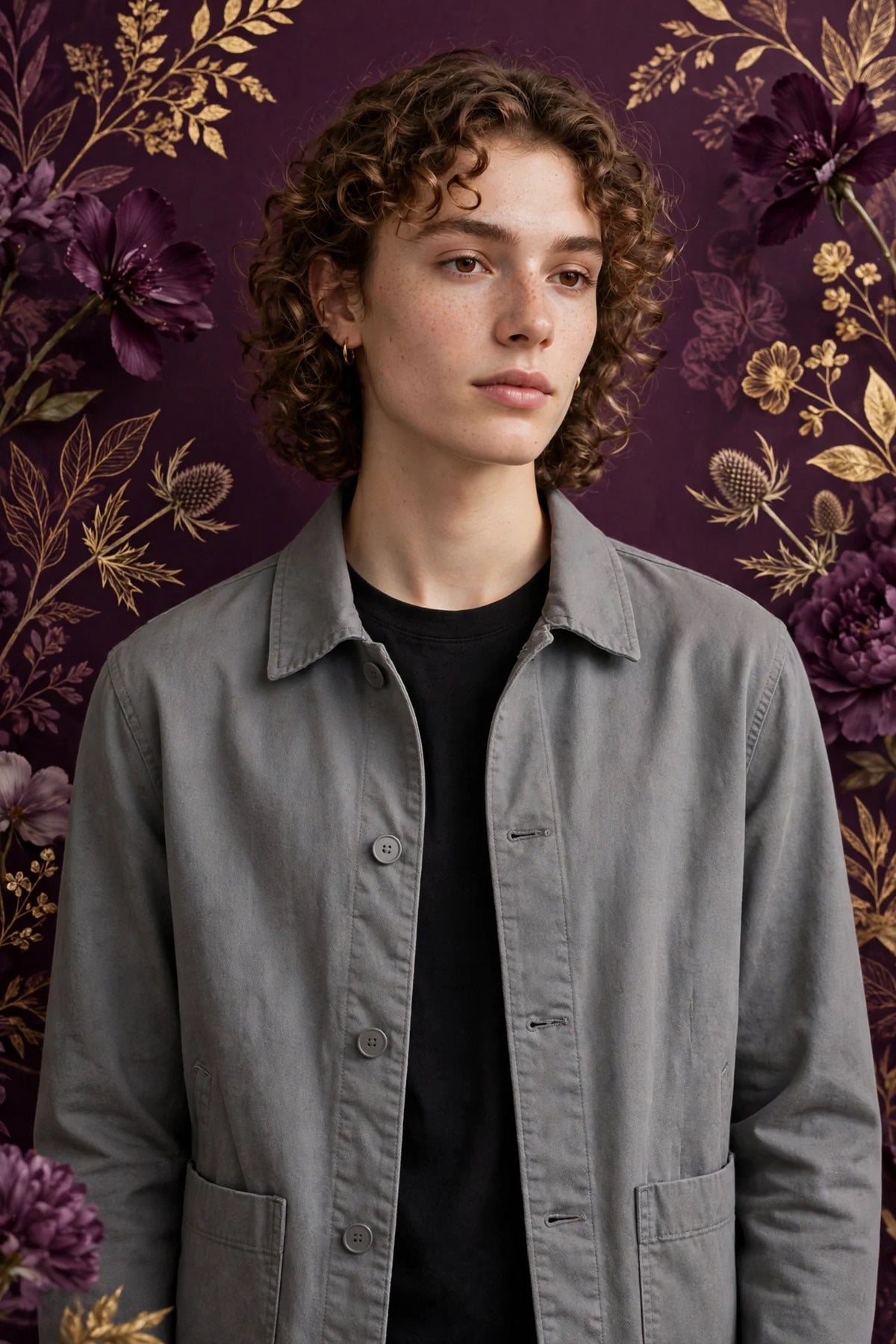 Person wearing Grey Cotton Jacket