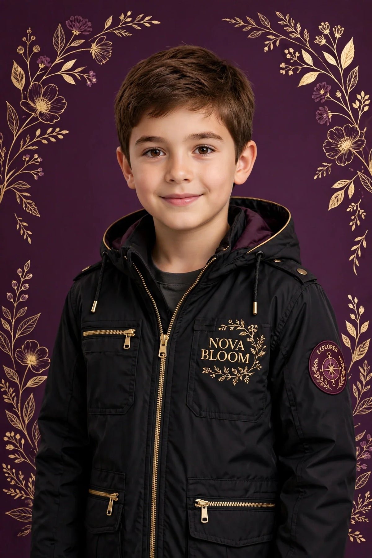 Boy wearing Black Kids Explorer Jacket
