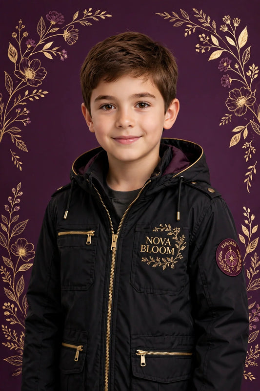 Boy wearing Black Kids Explorer Jacket
