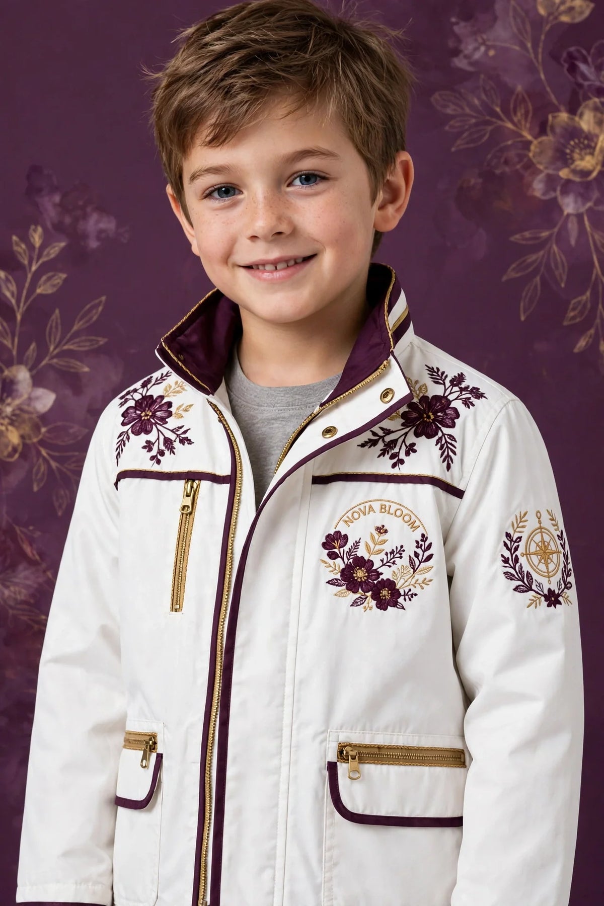 Boy wearing White Kids Explorer Jacket