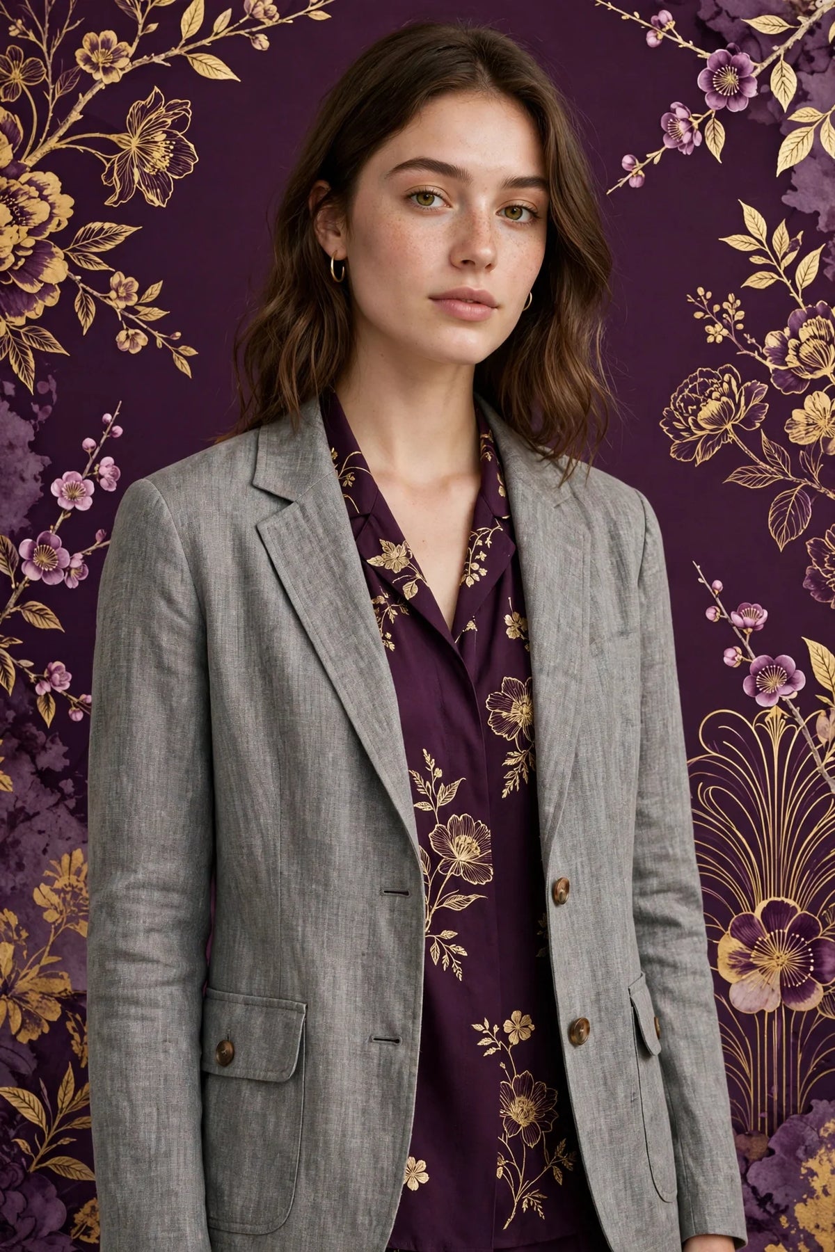 Person wearing Grey Linen Blend Jacket