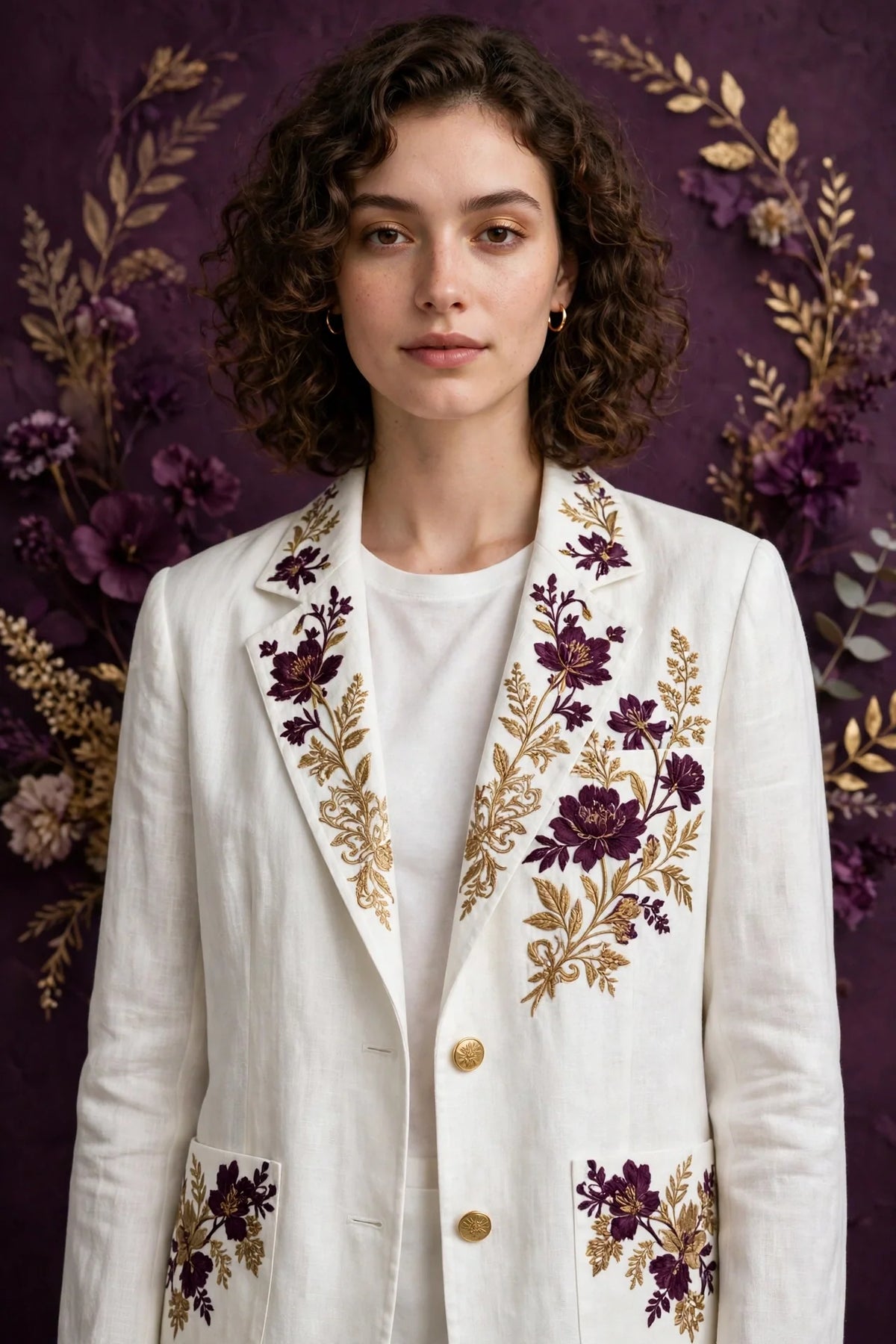 Person wearing White Linen Blend Jacket