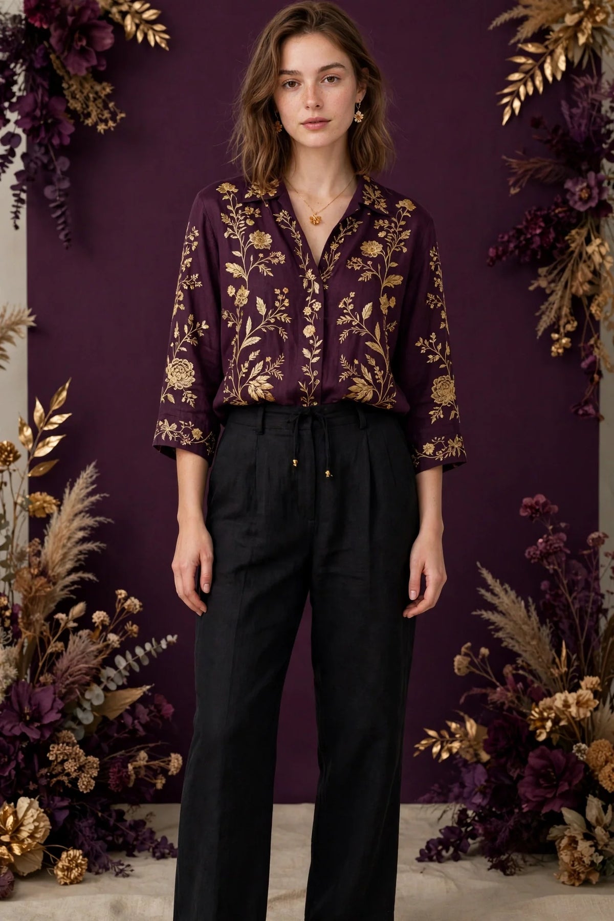 Person wearing Black Linen Trousers