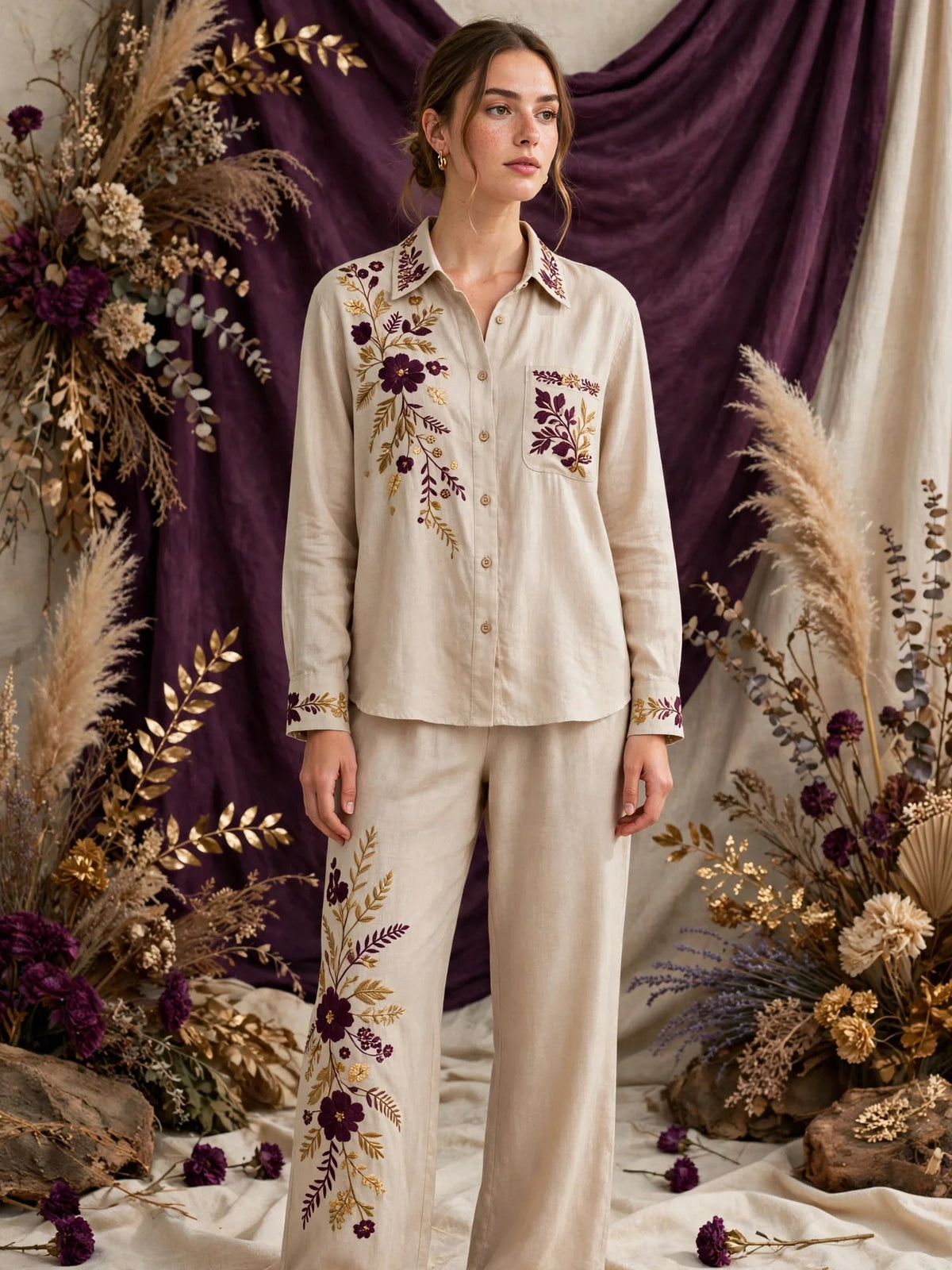 Person wearing Beige Loungewear Set