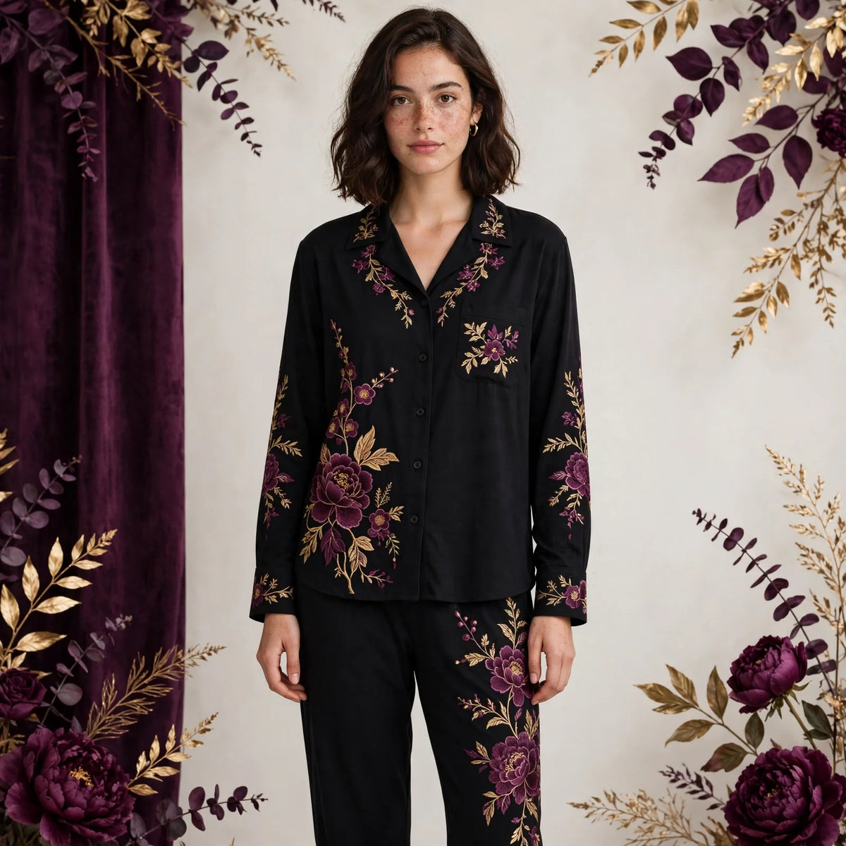 Person wearing Black Loungewear Set