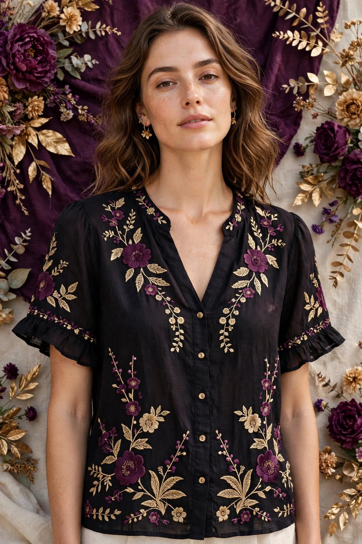 Person wearing Black Lightweight Summer Blouse