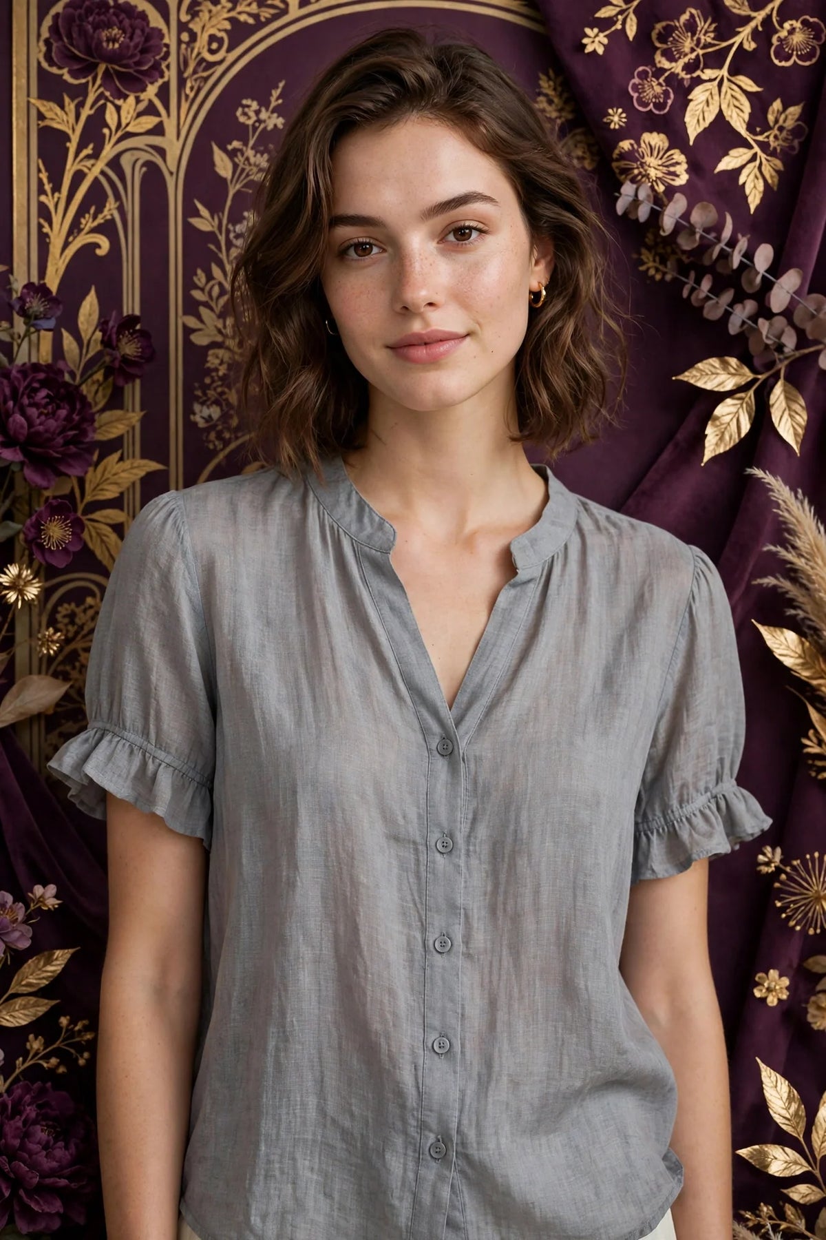 Person wearing Grey Lightweight Summer Blouse