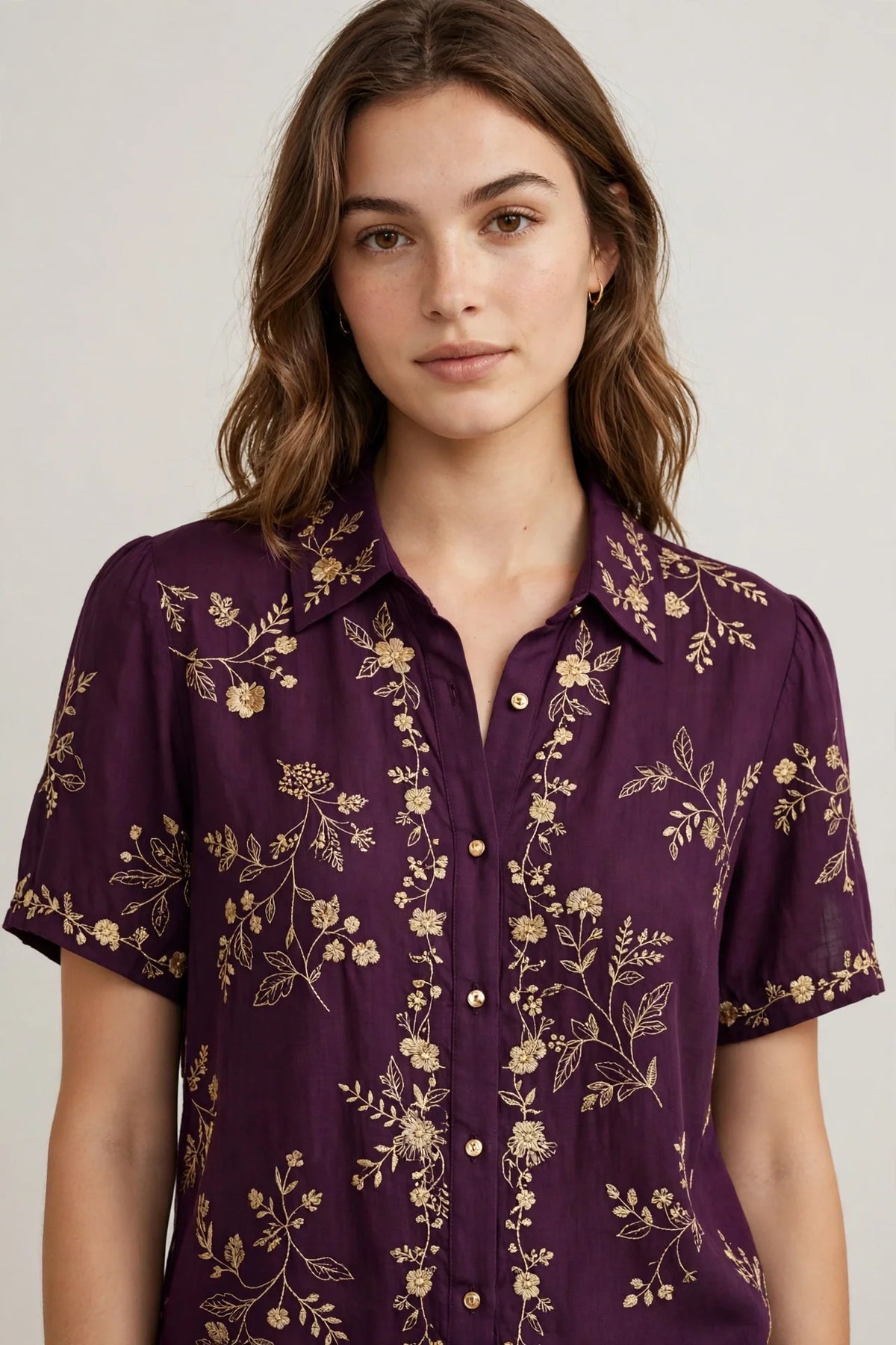 Person wearing Purple Lightweight Summer Blouse