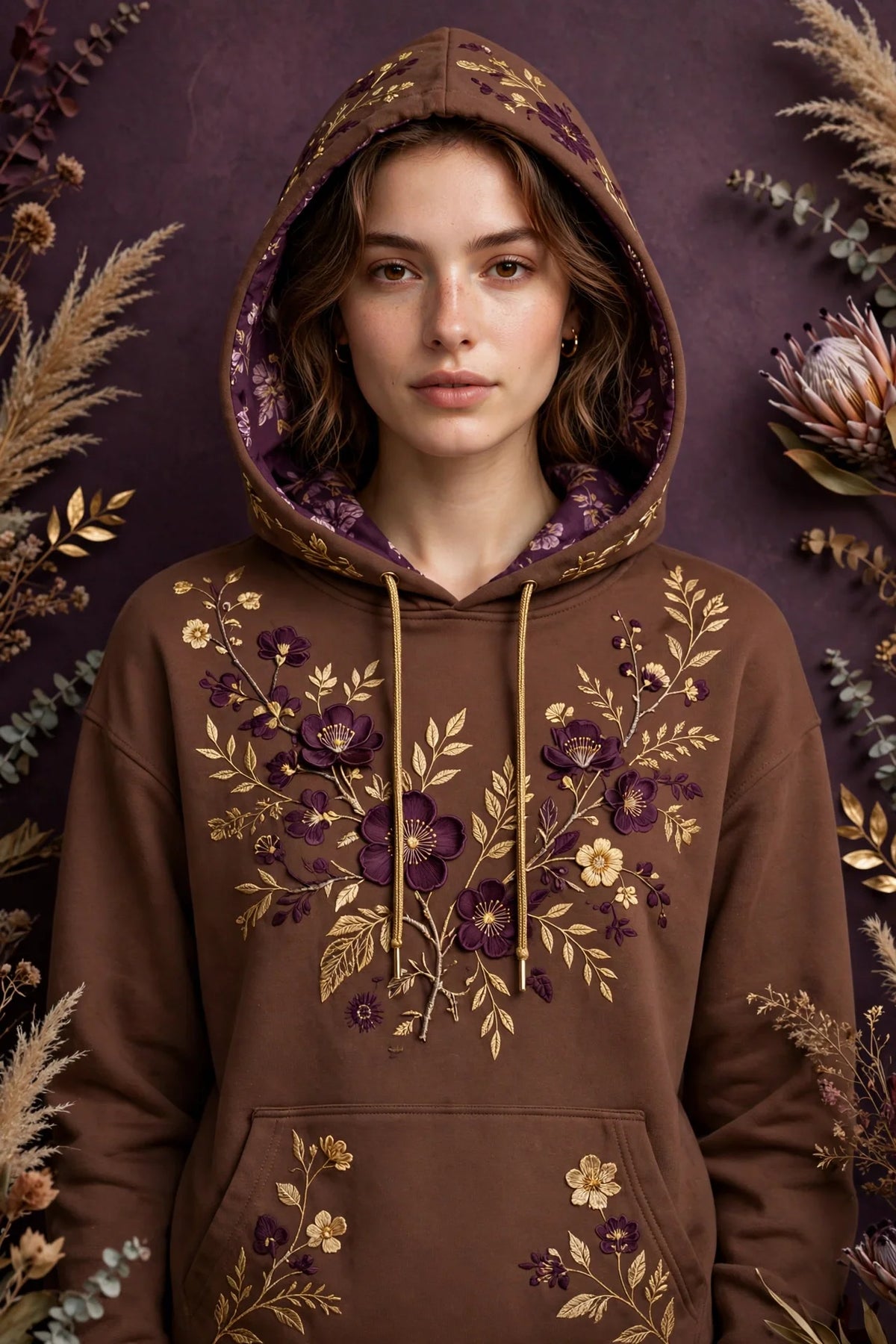 Person wearing Brown Violet Hoodie
