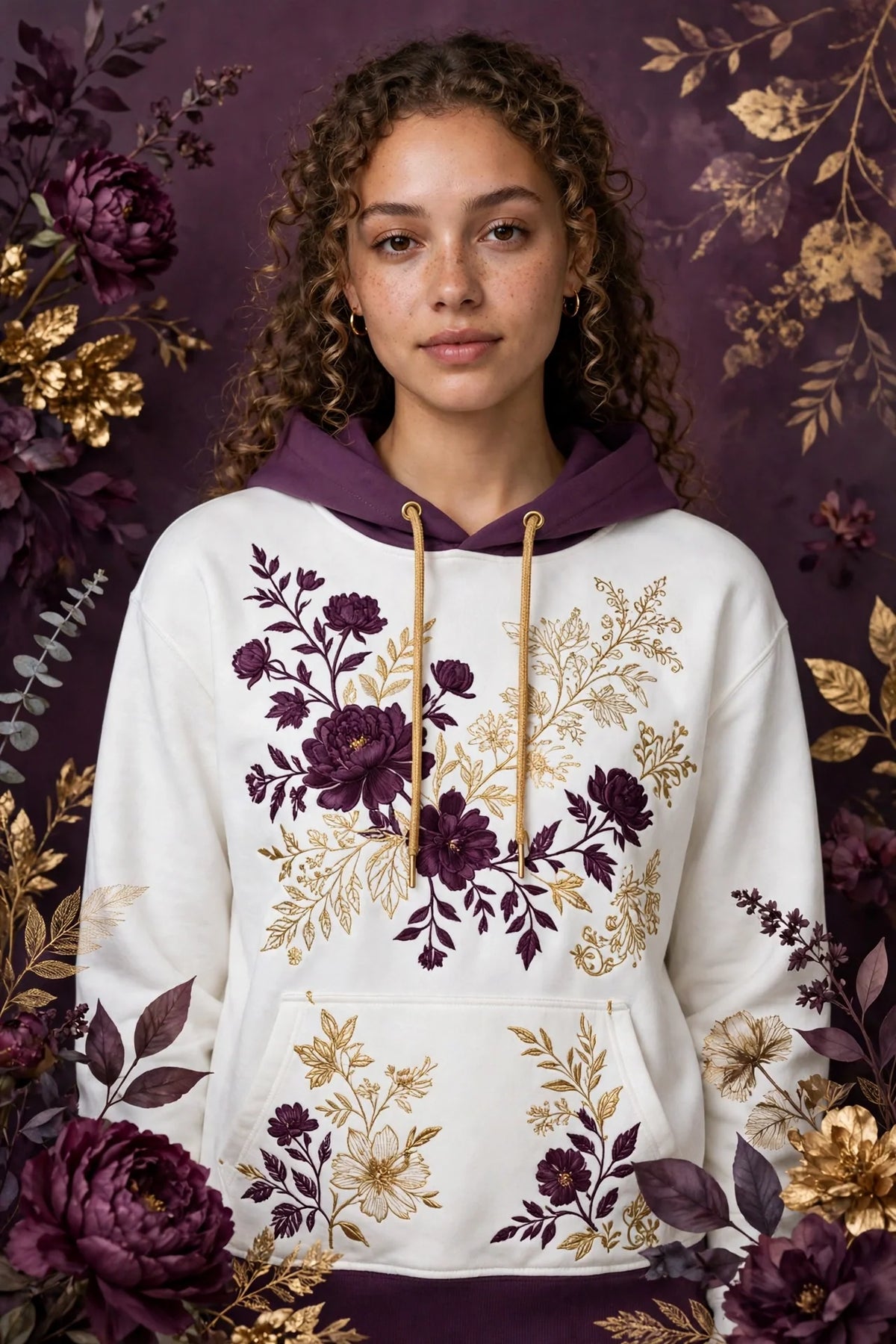 Person wearing White Violet Hoodie