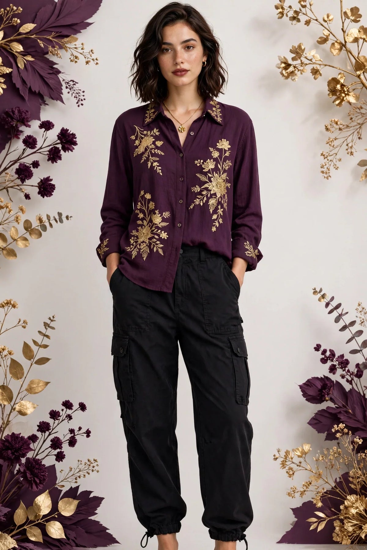 Person wearing Black Relaxed fit cargo pants