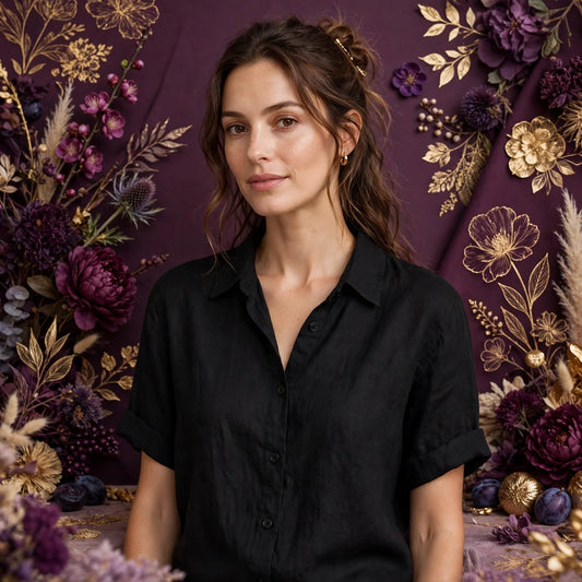 Person wearing Black Linen Top