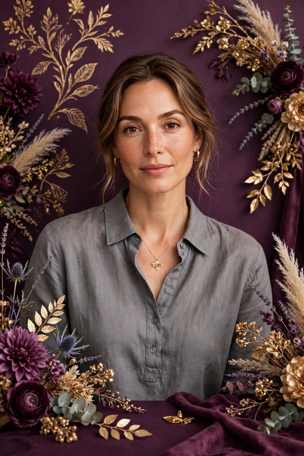 Person wearing Grey Linen Top