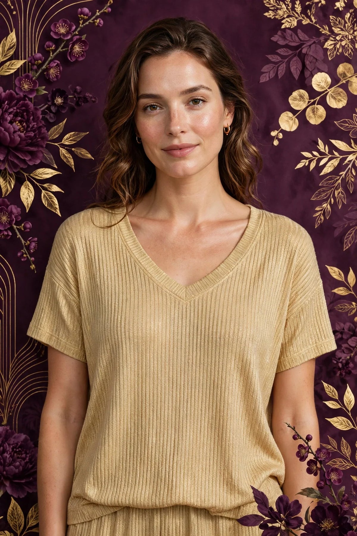 Person wearing Gold Everyday Comfort Lounge Top