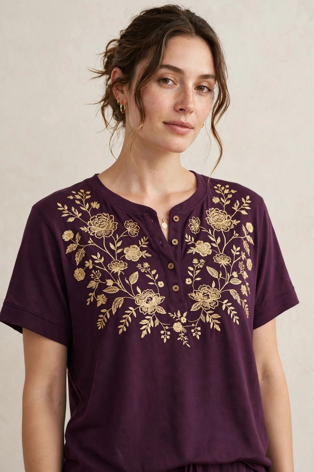 Person wearing Purple Everyday Comfort Lounge Top