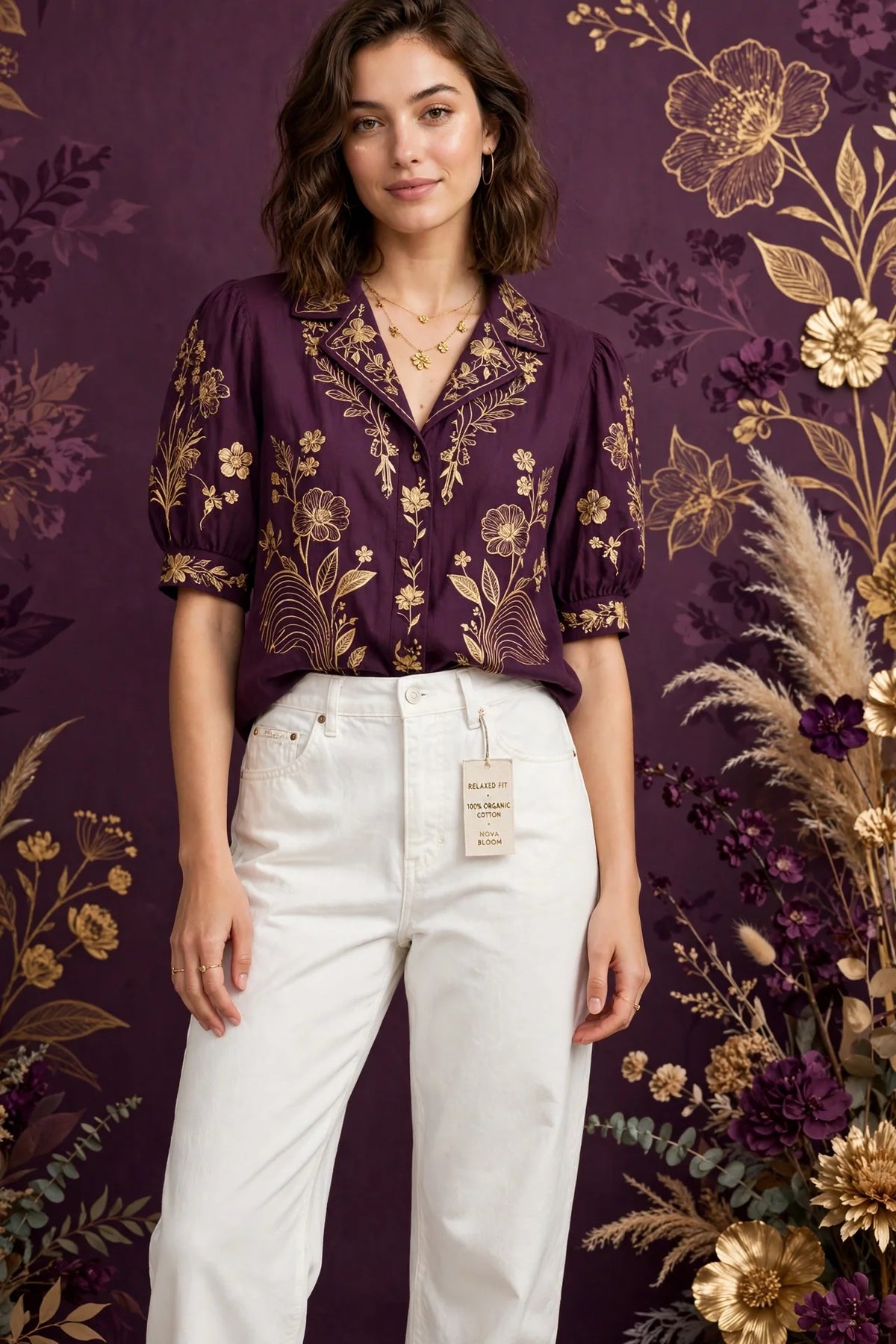 Person wearing White Relaxed Fit Organic Cotton Jeans