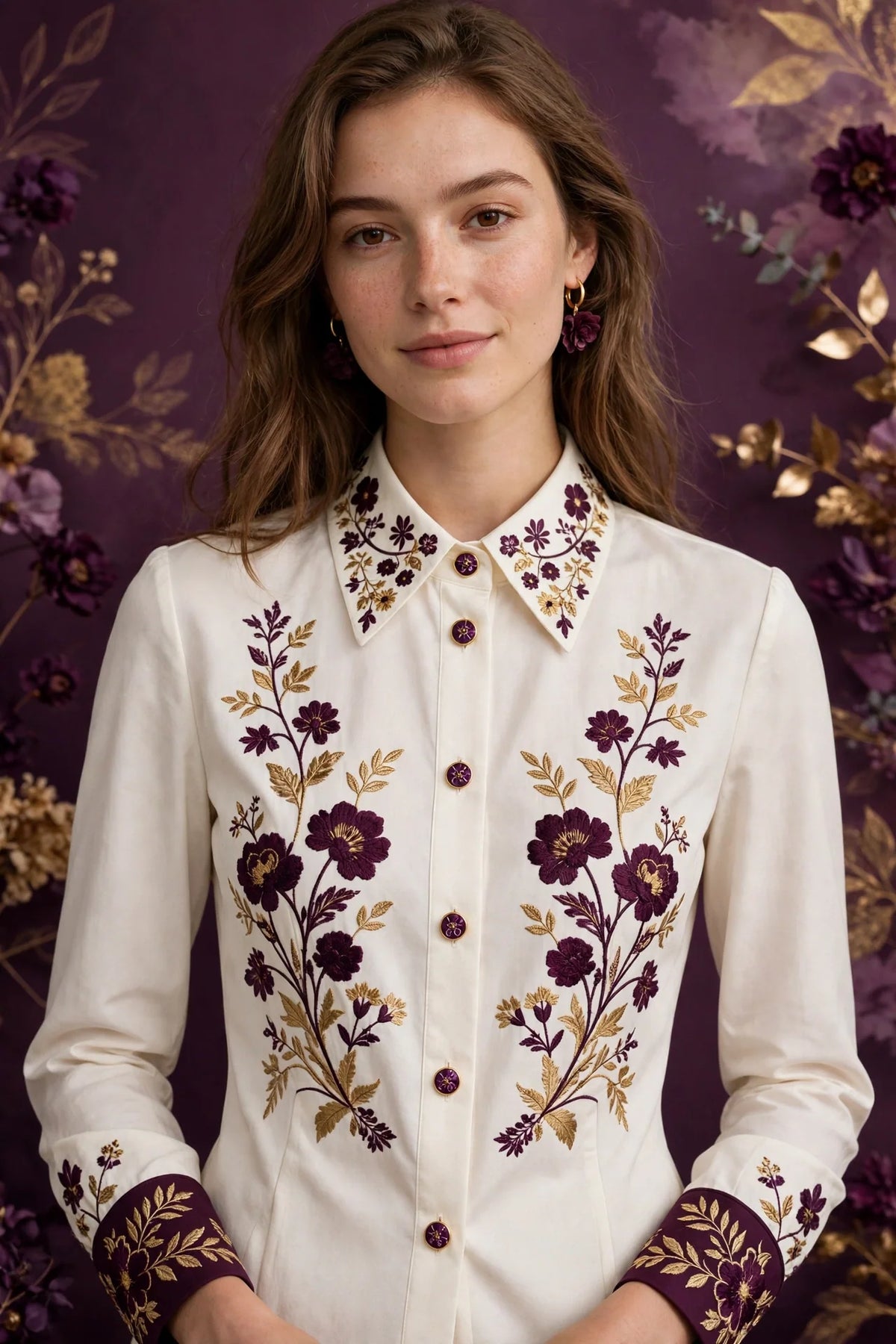 Person wearing White Warm sand tailored blouse