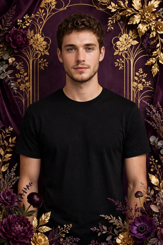 Person wearing Black Classic Everyday Cotton Tee