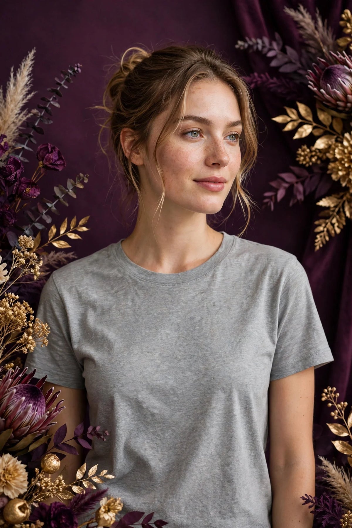 Person wearing Grey Classic Everyday Cotton Tee