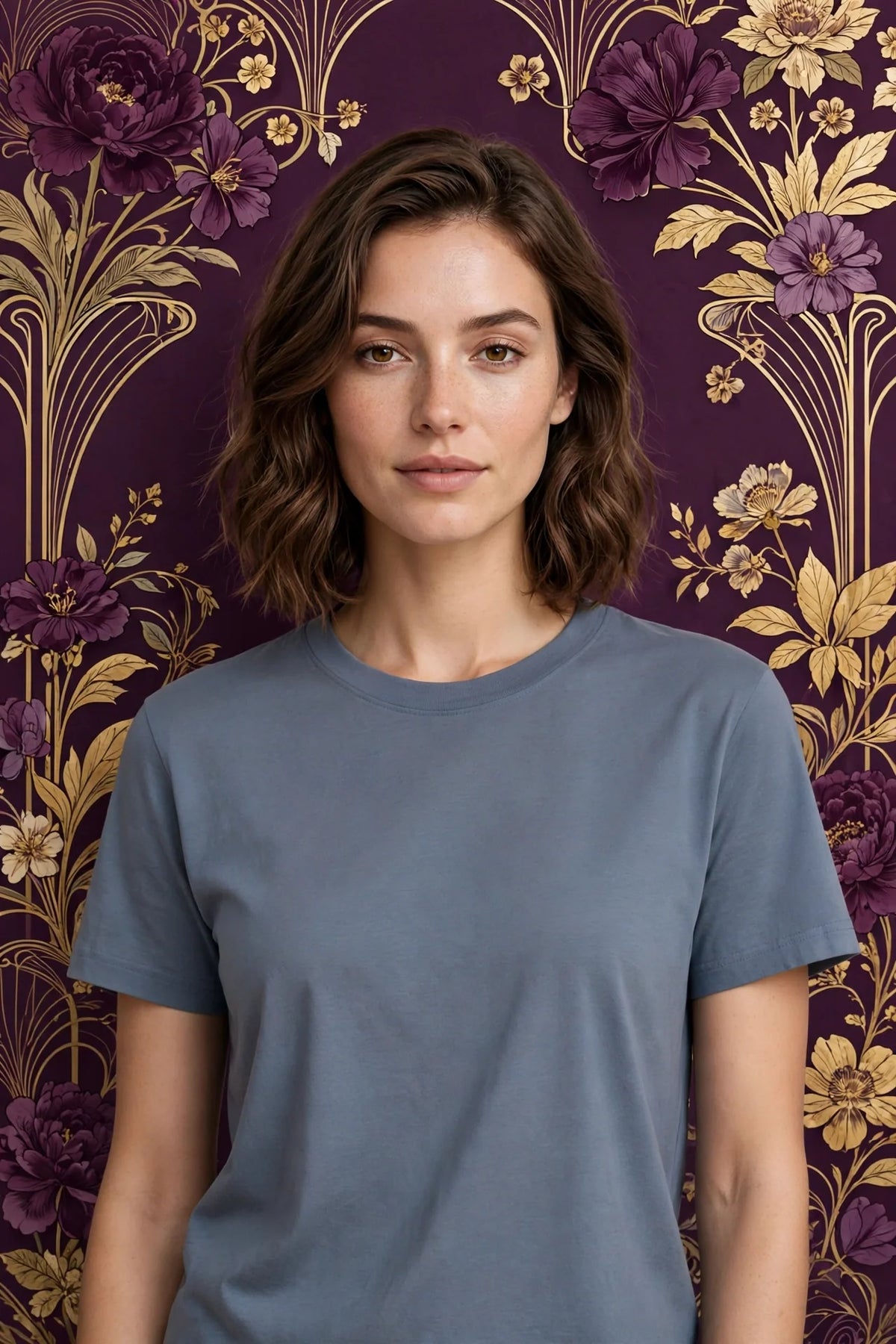 Person wearing Blue Taupe Crewneck T-Shirt