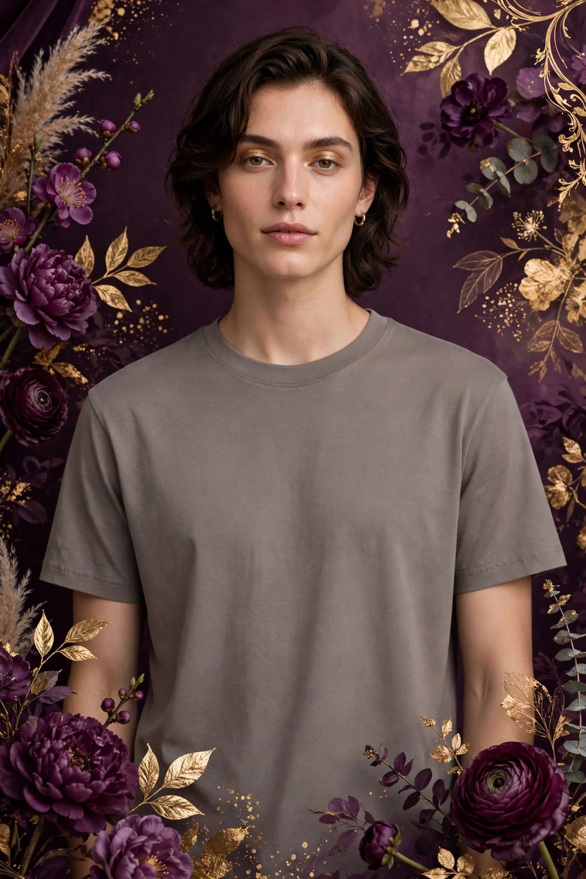 Person wearing Grey Taupe Crewneck T-Shirt