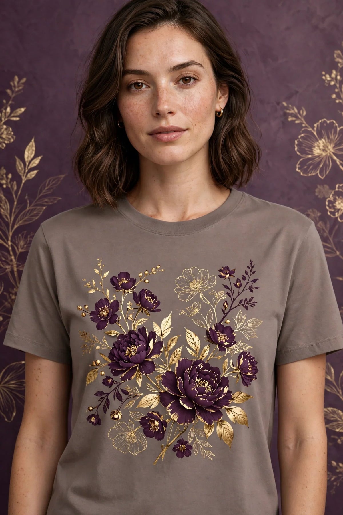 Person wearing Purple Taupe Crewneck T-Shirt